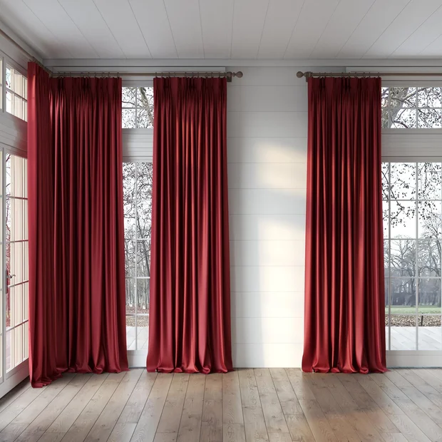 Photo of the fabric Stallion 2 Blackout Bordeaux swatch by James Dunlop Essentials. Use for Curtains. Style of Plain, Texture