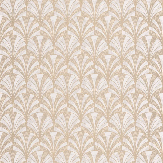 Photo of the fabric Palmette Wallpaper 8573 8573 12 02 swatch by Casadeco. Use for Wall Covering. Style of Floral And Botannical