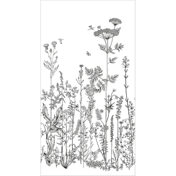 Photo of the fabric Wild Flow. Panel 10131 10131 91 04 swatch by Casadeco. Use for Wall Covering, Wall Panel/Mural. Style of Floral And Botannical