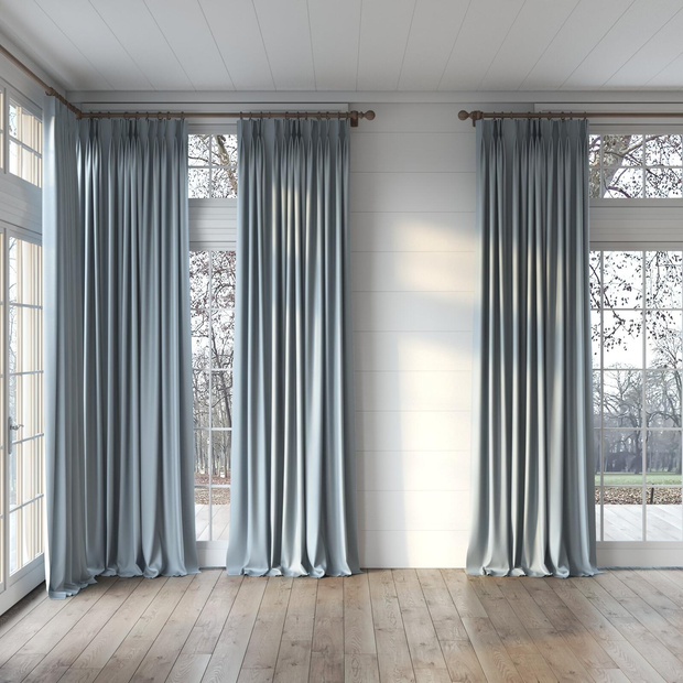 Photo of the fabric Satori Stonewash Copenhagen swatch by Mokum. Use for Curtains, Upholstery Light Duty, Accessory, Top of Bed. Style of Plain, Texture