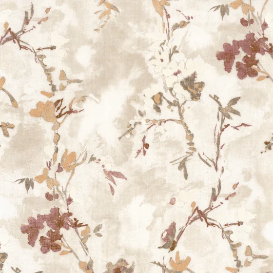 Photo of the fabric Cerisiers 4819 4819 0267 swatch by Casamance. Use for Sheer Curtains. Style of Floral And Botannical, Sheer
