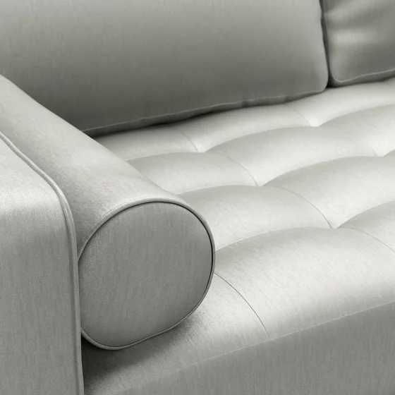 Photo of the fabric Determination Cloud swatch by James Dunlop FibreGuard. Use for Curtains, Upholstery, Accessory, Top of Bed. Style of Plain, Velvet