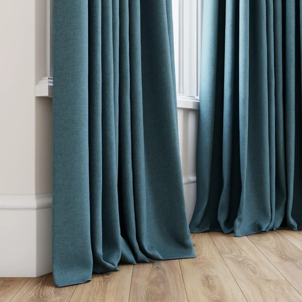 Photo of the fabric Envoy 2 Oasis 320cm swatch by James Dunlop Essentials. Use for Curtains, Accessory, Top of Bed. Style of Plain, Texture