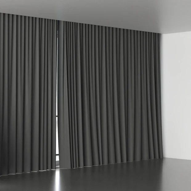 Photo of the fabric Quantum FR Gunmetal swatch by Linings. Use for Curtains. Style of Dim Out