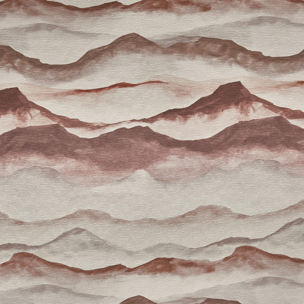 Photo of the fabric Ophelia 4305 Coral 406 swatch by Prestigious. Use for Curtains, Upholstery, Accessory. Style of Abstract, Jacquard