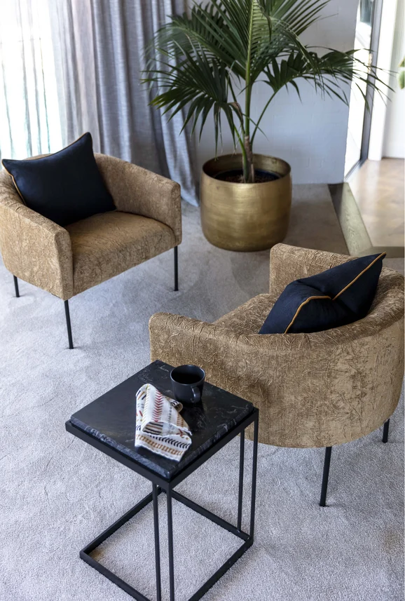 Photo of the fabric Envelope Sable in situ by James Dunlop. Use for Upholstery, Accessory. Style of Plain, Texture