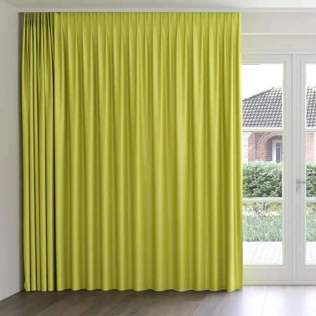 Photo of the fabric Provence Chartreuse swatch by James Dunlop Essentials. Use for Curtains, Upholstery, Accessory, Top of Bed. Style of Plain, Texture
