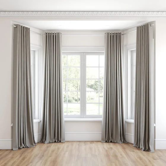 Photo of the fabric Borneo Uncoated Stone swatch by James Dunlop. Use for Curtains, Accessory, Top of Bed. Style of Stripe
