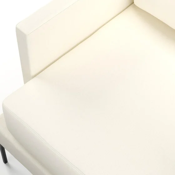 Photo of the fabric Tahiti Eggshell swatch by Mokum FibreGuard. Use for Curtains, Upholstery, Accessory, Top of Bed. Style of Chenille, Plain
