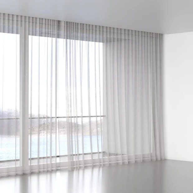 Photo of the fabric Seaview Driftwood swatch by James Dunlop. Use for Sheer Curtains. Style of Plain, Sheer