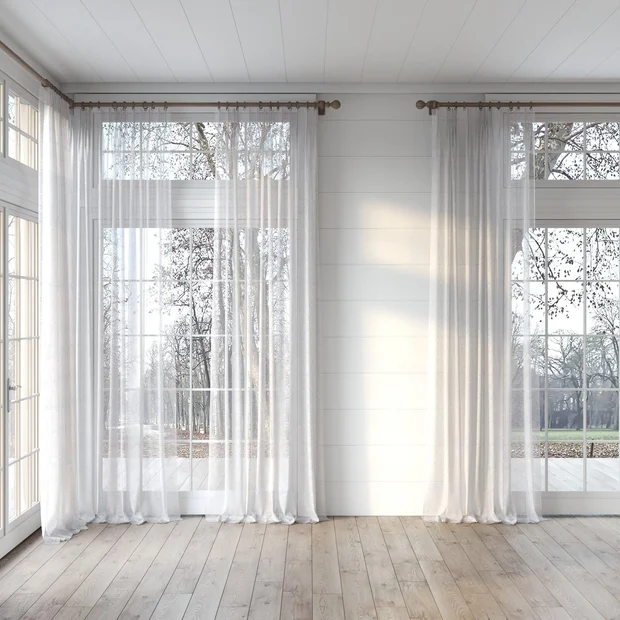 Photo of the fabric Seaview Driftwood swatch by James Dunlop. Use for Sheer Curtains. Style of Plain, Sheer