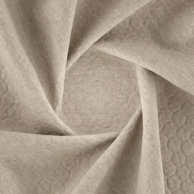 Photo of the fabric Colourquilt Flax swatch by Zepel FibreGuard. Use for Upholstery, Accessory, Top of Bed. Style of Embroidery, Geometric