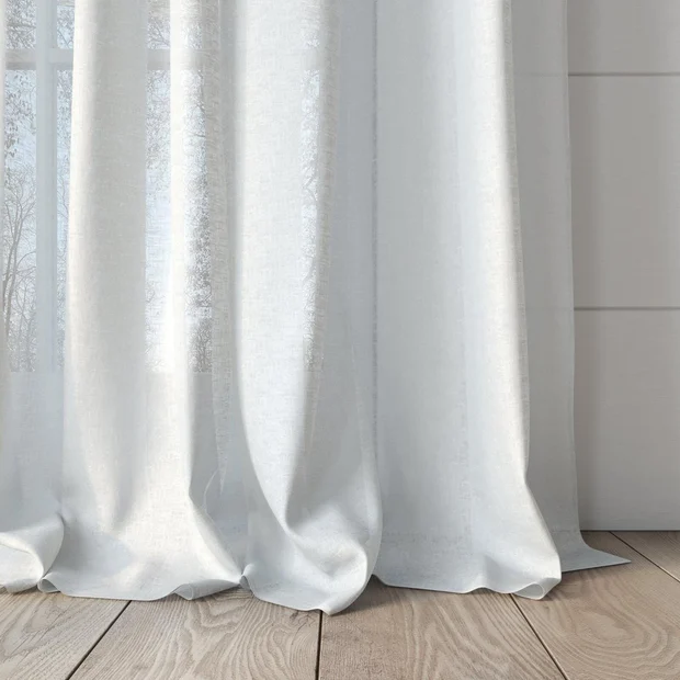 Photo of the fabric Kanso Stonewash Bone swatch by Mokum. Use for Sheer Curtains. Style of Plain, Sheer