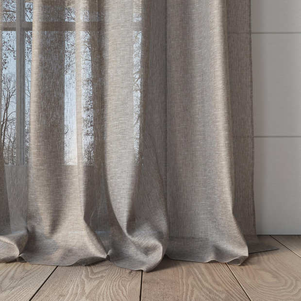 Photo of the fabric Lumiere Pepper swatch by James Dunlop. Use for Sheer Curtains. Style of Plain, Sheer