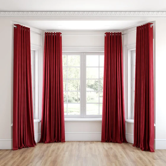 Photo of the fabric Trezor Rasberry swatch by James Dunlop FibreGuard. Use for Curtains, Upholstery, Accessory. Style of Chenille, Plain