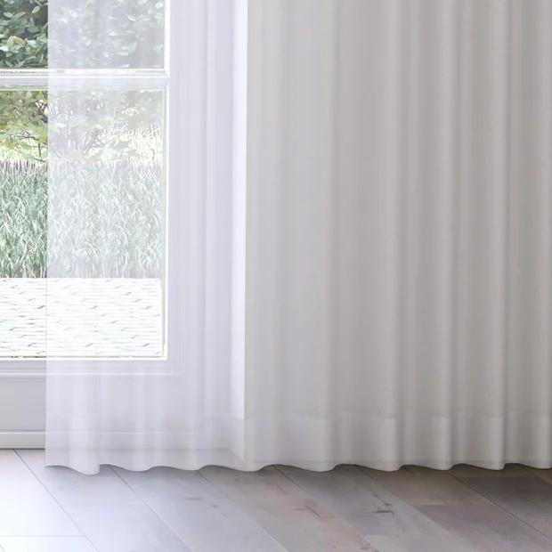 Photo of the fabric Cavalier Feather swatch by James Dunlop Essentials. Use for Sheer Curtains. Style of Plain, Sheer