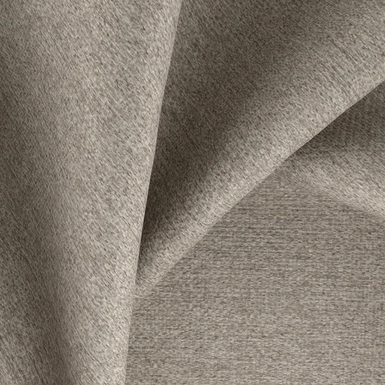 Photo of the fabric Devon Taupe swatch by Zepel. Use for Upholstery, Accessory, Top of Bed. Style of Plain, Texture