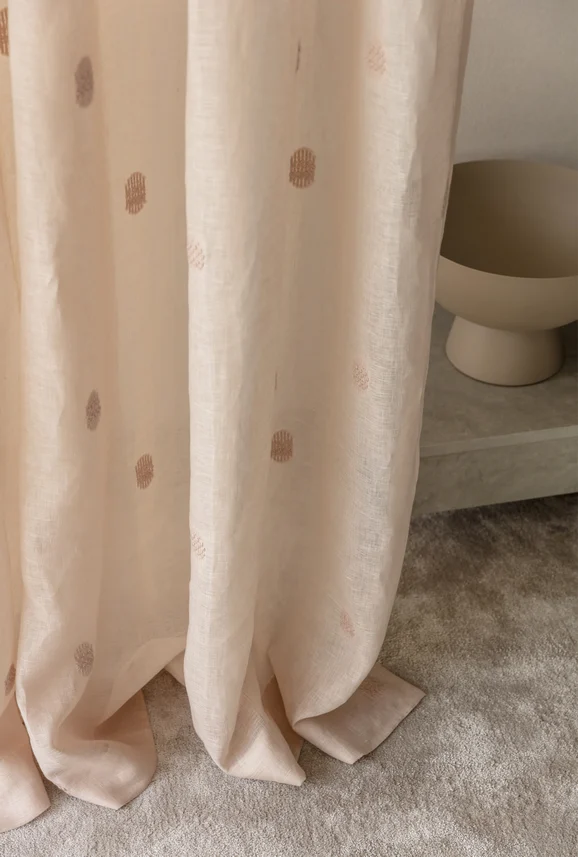 Photo of the fabric Gentle Dew in situ by James Dunlop. Use for Sheer Curtains. Style of Geometric, Sheer