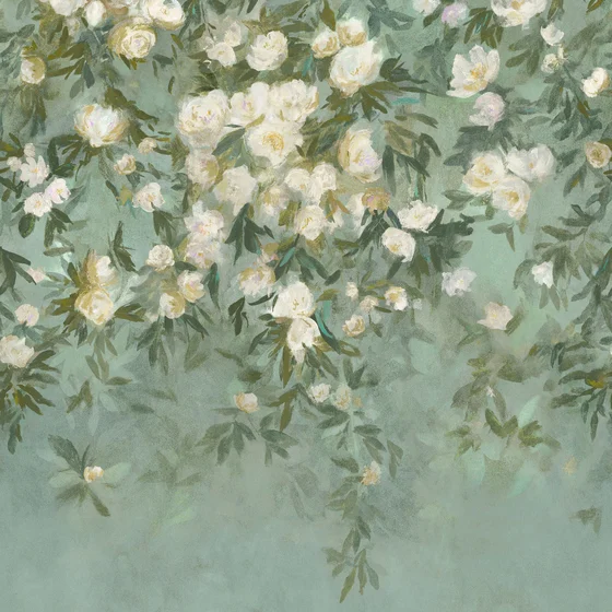 Photo of the fabric Ottavia Mural Wp W466 01 swatch by Romo. Use for Wall Covering, Wall Panel/Mural. Style of Floral And Botannical