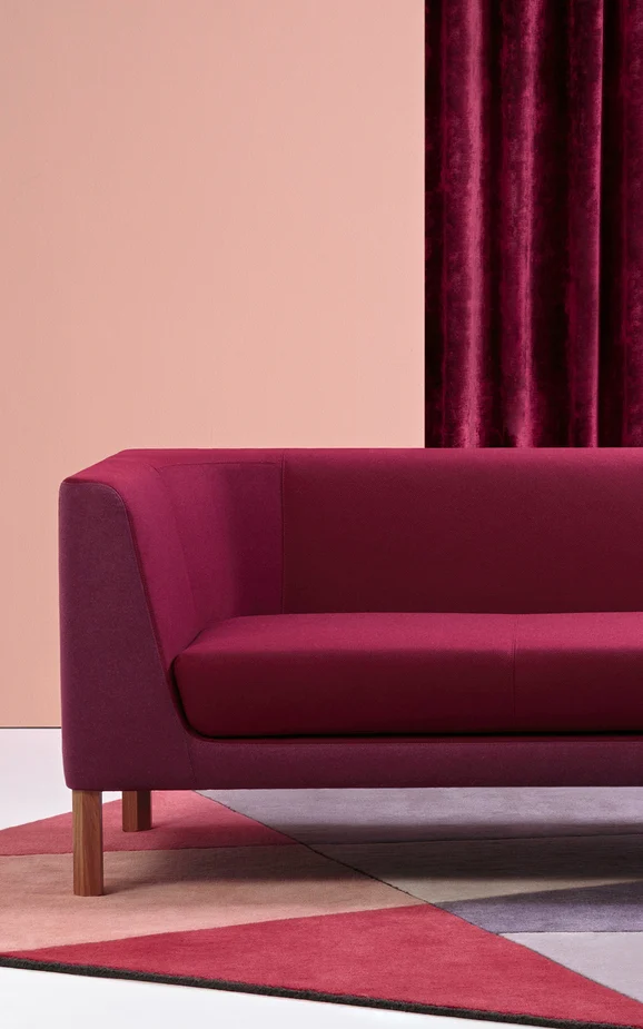 Photo of the fabric Como Juniper in situ by Mokum. Use for Upholstery, Accessory. Style of Plain, Texture