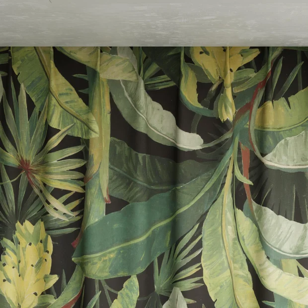 Photo of the fabric La Palma Midnight swatch by Catherine Martin by Mokum. Use for Curtains, Accessory. Style of Floral And Botannical, Print