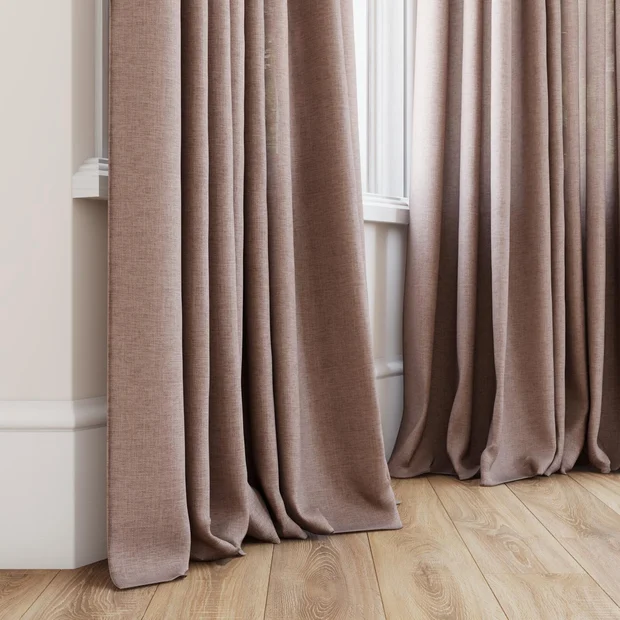Photo of the fabric Envoy 2 Terra 320cm swatch by James Dunlop Essentials. Use for Curtains, Accessory, Top of Bed. Style of Plain, Texture