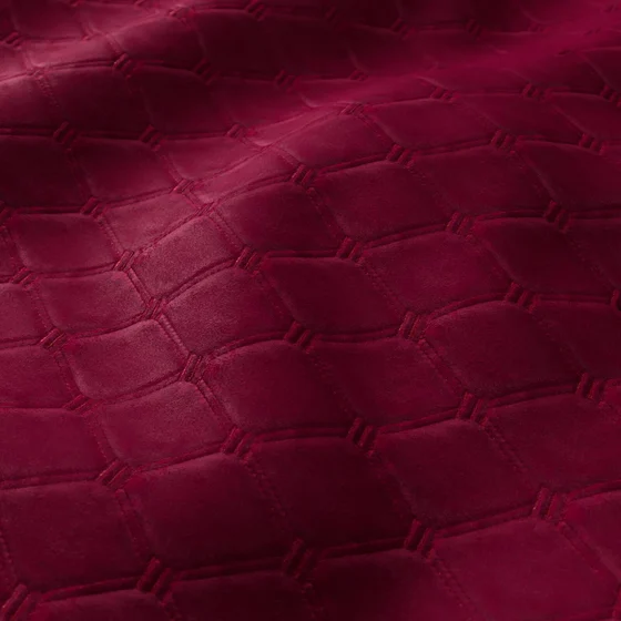 Photo of the fabric Tia Tulip swatch by Zepel FibreGuard. Use for Upholstery, Accessory, Top of Bed. Style of Geometric, Velvet