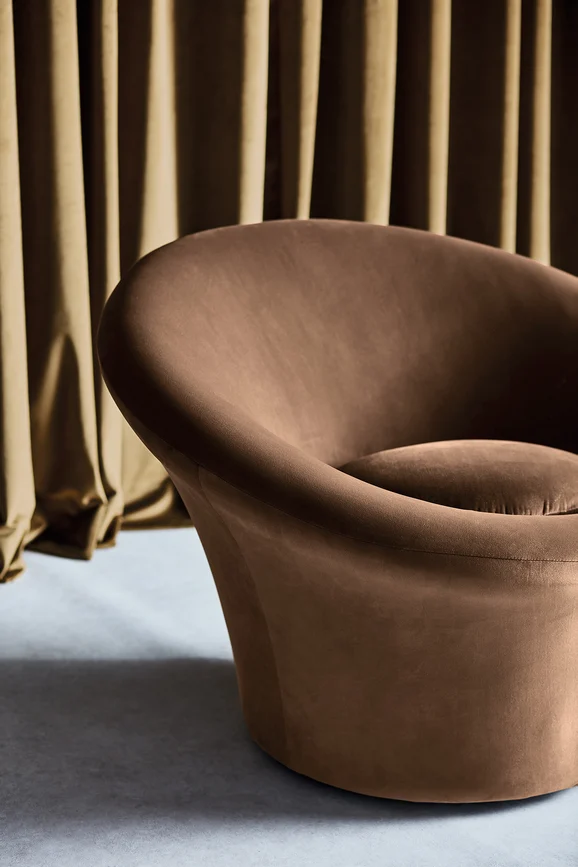 Photo of the fabric Velvesuede Z695 14 in situ by Zinc. Use for Curtains, Upholstery Light Duty, Accessory, Top of Bed. Style of Plain, Velvet