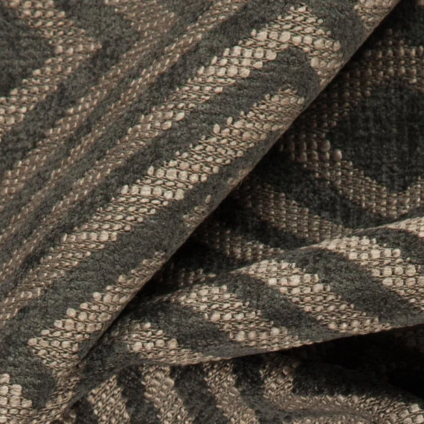 Photo of the fabric Lucie Coin swatch by Zepel FibreGuard. Use for Curtains, Upholstery, Accessory, Top of Bed. Style of Geometric, Jacquard