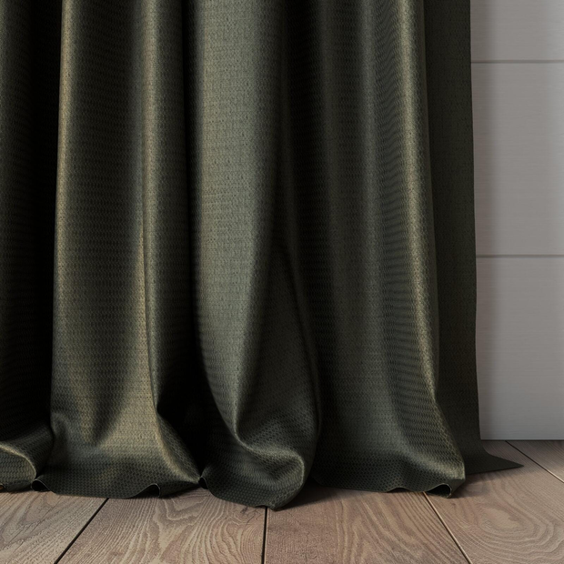 Photo of the fabric Kennedy II Blackout Moss swatch by James Dunlop. Use for Curtains. Style of Plain, Texture