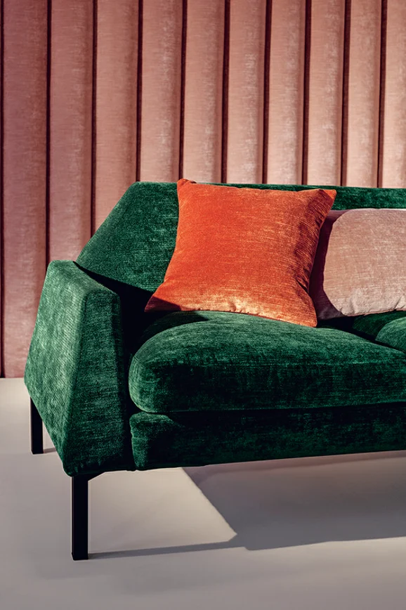 Photo of the fabric Orion II K5058 28 in situ by Kirkby Design. Use for Upholstery, Accessory. Style of Plain, Velvet