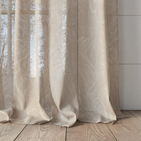 Photo of the fabric Palmery Pink Clay swatch by James Dunlop. Use for Sheer Curtains. Style of Floral And Botannical, Sheer