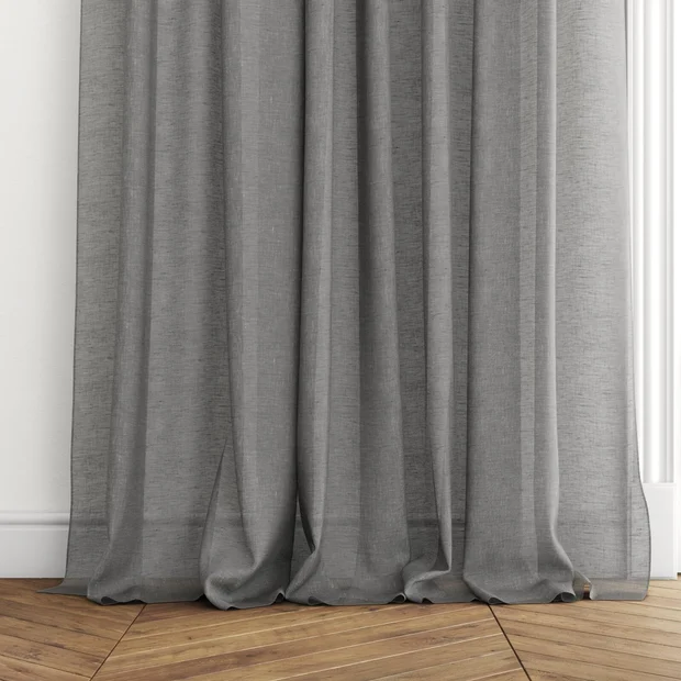 Photo of the fabric Lino Midnight swatch by Mokum. Use for Sheer Curtains. Style of Plain, Sheer