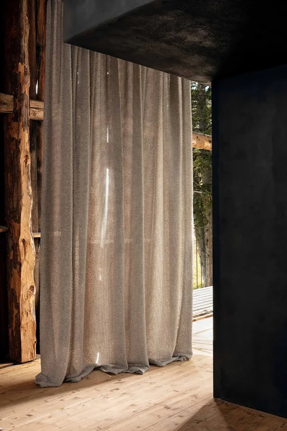 Photo of the fabric Ortisei 2878 806 in situ by Fischbacher 1819. Use for Curtains. Style of Plain, Texture