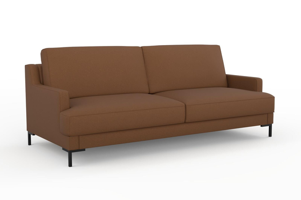 Photo of the fabric Epitome Rust swatch by Mokum. Use for Upholstery, Accessory. Style of Plain, Taffeta