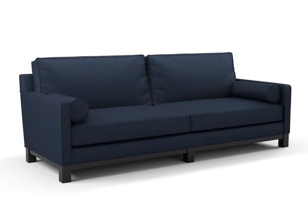 Photo of the fabric Sabato Navy swatch by James Dunlop FibreGuard. Use for Upholstery, Accessory. Style of Plain, Texture