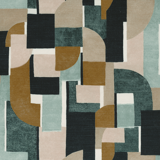 Photo of the fabric Montsouris 4511 0224 swatch by Casamance. Use for Curtains, Upholstery, Accessory. Style of Geometric, Print
