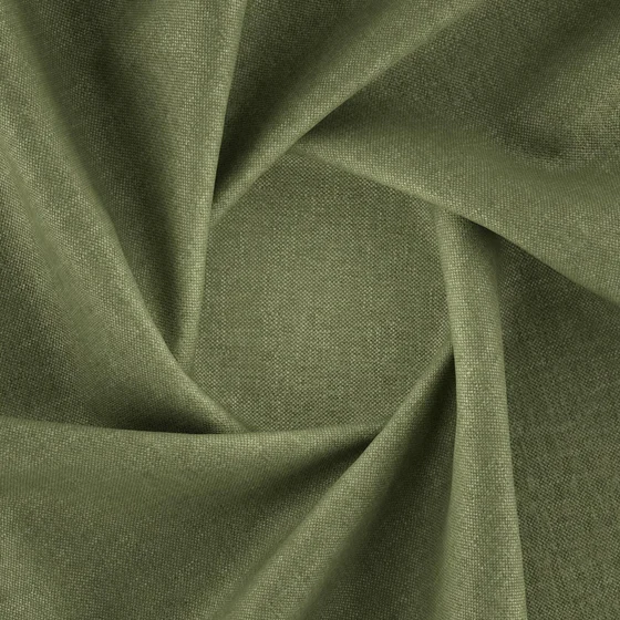 Photo of the fabric Perfecto Pesto swatch by Zepel FibreGuard. Use for Curtains, Upholstery, Accessory, Top of Bed. Style of Chenille, Plain