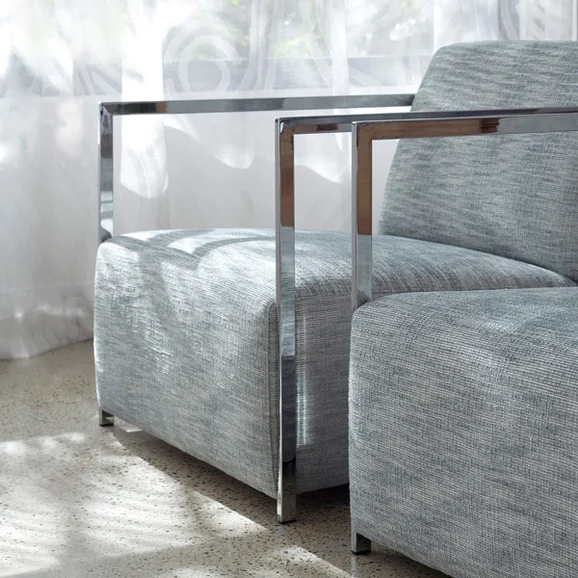 Photo of the fabric Kabuki Sable in situ by Mokum. Use for Upholstery, Accessory. Style of Plain, Texture