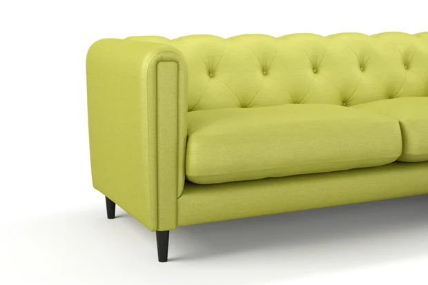 Photo of the fabric Provence Chartreuse swatch by James Dunlop Essentials. Use for Curtains, Upholstery, Accessory, Top of Bed. Style of Plain, Texture