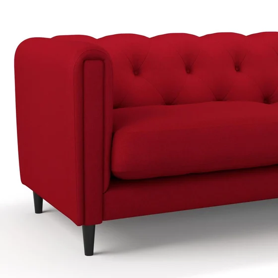 Photo of the fabric Braveheart Cardinal swatch by James Dunlop FibreGuard. Use for Upholstery, Accessory, Top of Bed. Style of Plain, Taffeta