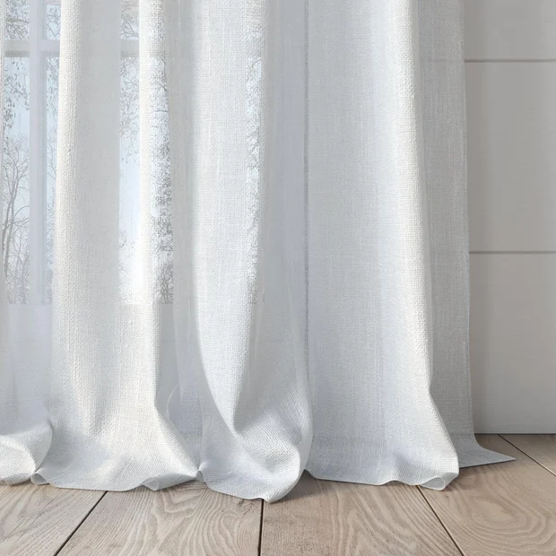 Photo of the fabric Homespun Whitewash swatch by James Dunlop. Use for Sheer Curtains. Style of Plain, Sheer
