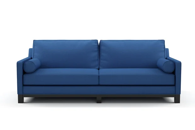 Photo of the fabric Braveheart Cobalt swatch by James Dunlop FibreGuard. Use for Upholstery, Accessory, Top of Bed. Style of Plain, Taffeta