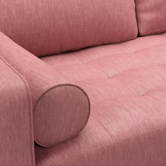 Photo of the fabric Determination Rosebud swatch by James Dunlop FibreGuard. Use for Curtains, Upholstery, Accessory, Top of Bed. Style of Plain, Velvet
