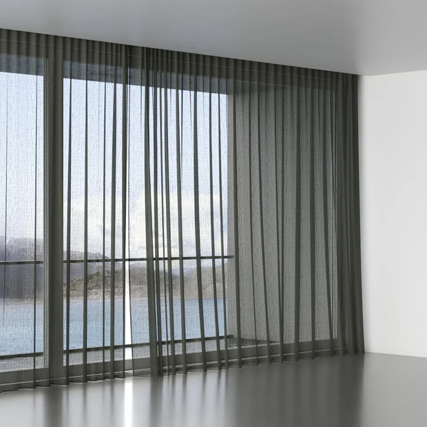 Photo of the fabric Kanso Stonewash Moss swatch by Mokum. Use for Sheer Curtains. Style of Plain, Sheer