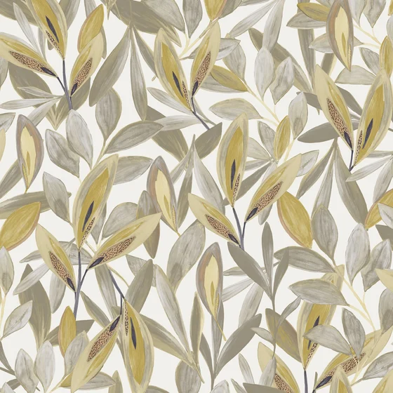 Photo of the fabric Hojas Wallpaper 8597 8597 10 26 swatch by Casadeco. Use for Wall Covering. Style of Floral And Botannical