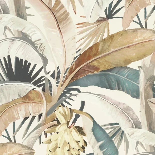 Photo of the fabric Tropicalia Gilver swatch by Catherine Martin by Mokum. Use for Upholstery, Accessory. Style of Floral And Botannical, Print