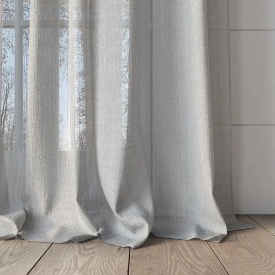 Photo of the fabric Mira Dove swatch by James Dunlop. Use for Sheer Curtains. Style of Sheer, Stripe