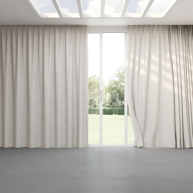 Photo of the fabric Azulejo Linen swatch by Mokum. Use for Curtains, Accessory. Style of Traditional