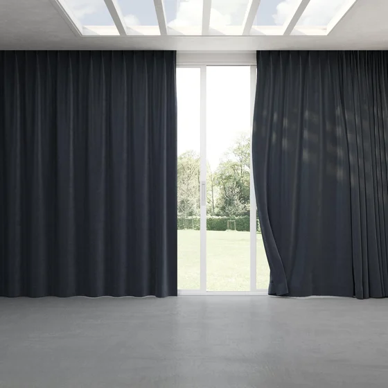 Photo of the fabric Velvelux Liquorice swatch by Mokum FibreGuard. Use for Curtains, Upholstery, Accessory, Top of Bed. Style of Plain, Velvet